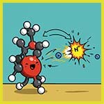 Molecule losing a hydrogen ion.